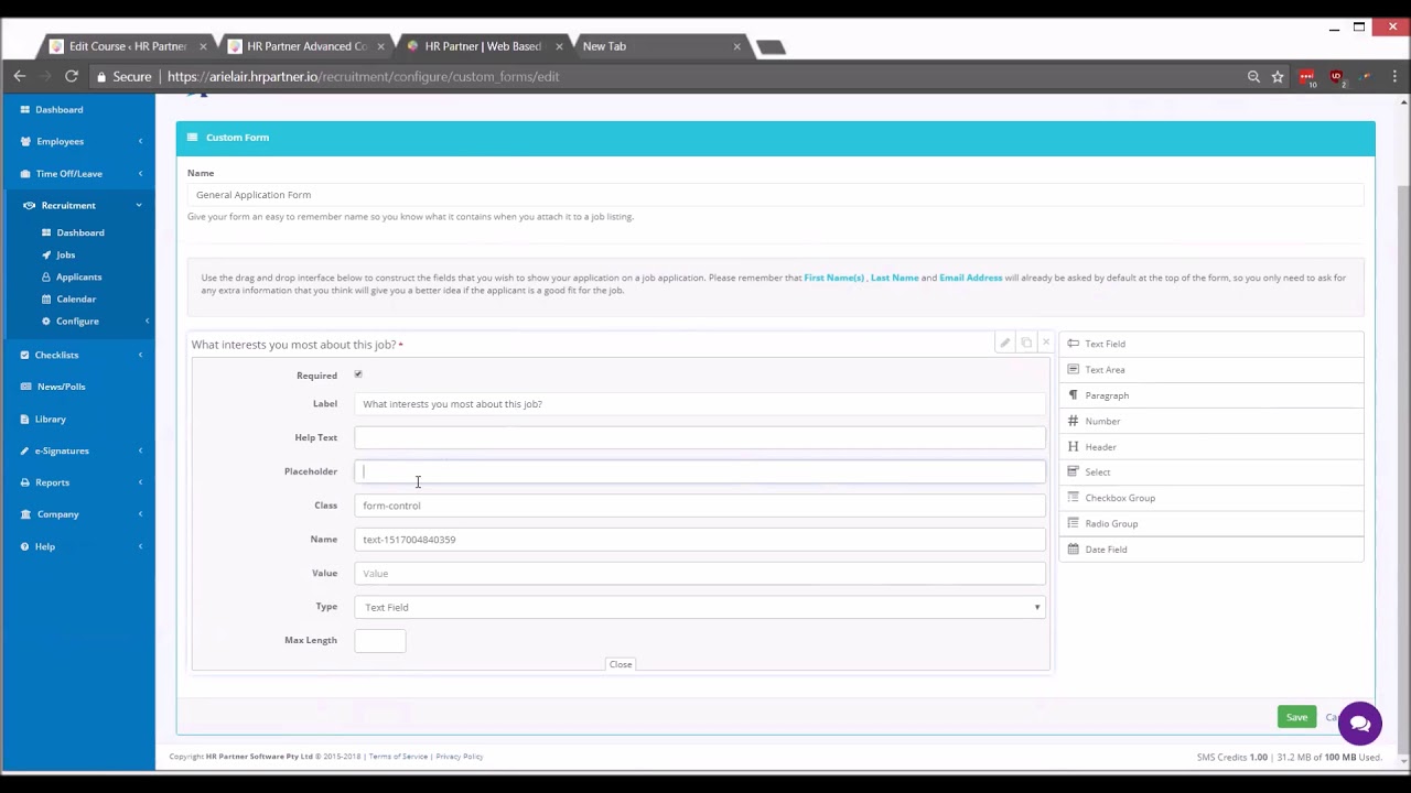 HR Partner Advanced Course: Creating Application Forms