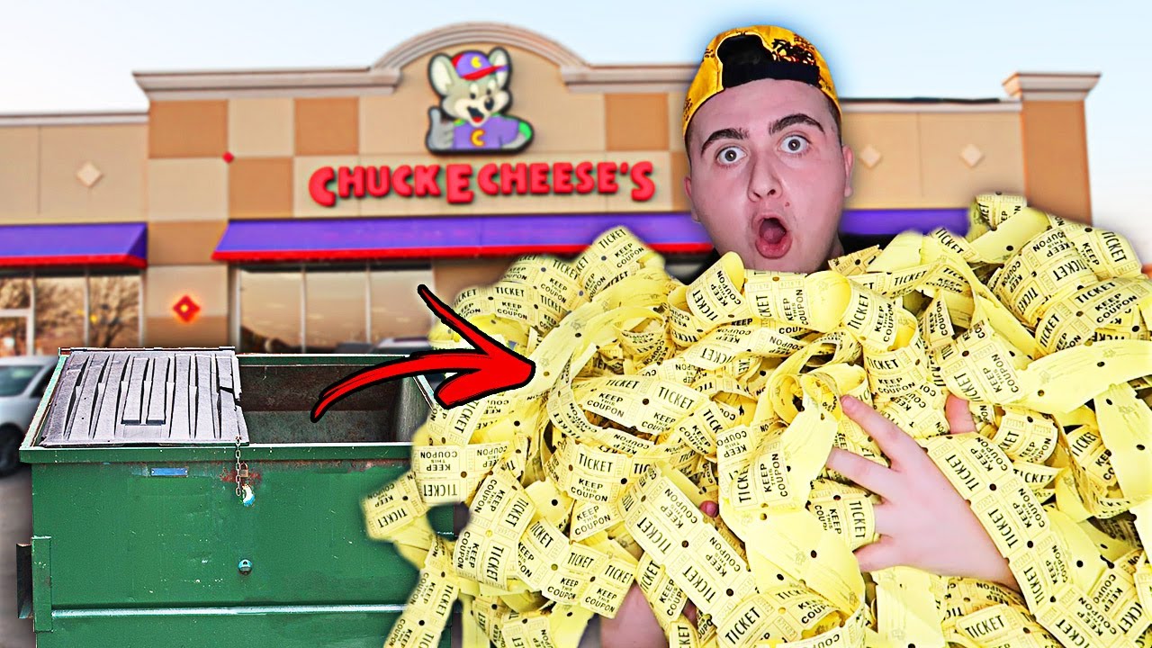Dumpster Diving At Chuck E Cheese JACKPOT!! FOUND TICKETS!! SOLVING PIZZA CONSPIRACY! (BUSTED!)