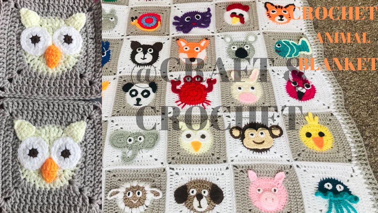 Crochet Owl/ Crochet animal blanket/Part:20