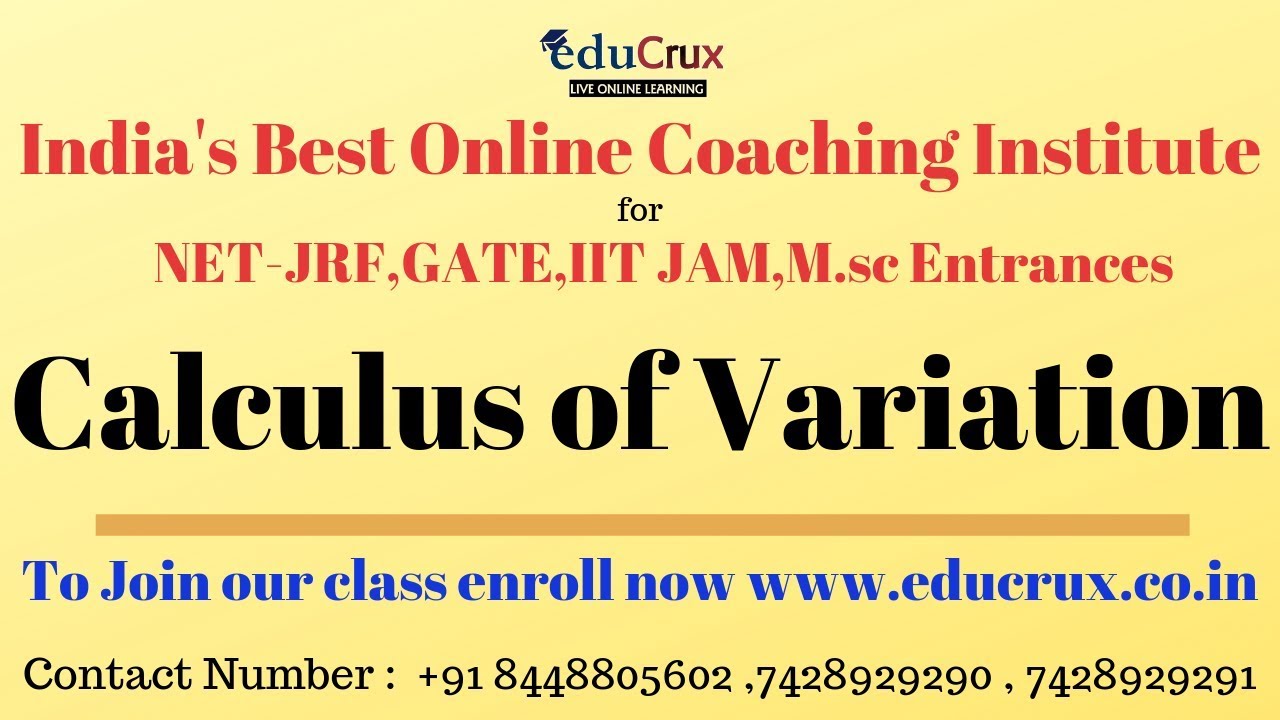 calculus of variations|CSIR UGC NET Mathematical Science|GATE MATHS |S10/Lec1