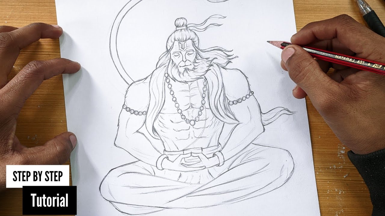 How To Draw Lord Hanuman Full Body in Detail || Pencil Drawing @AjArts03