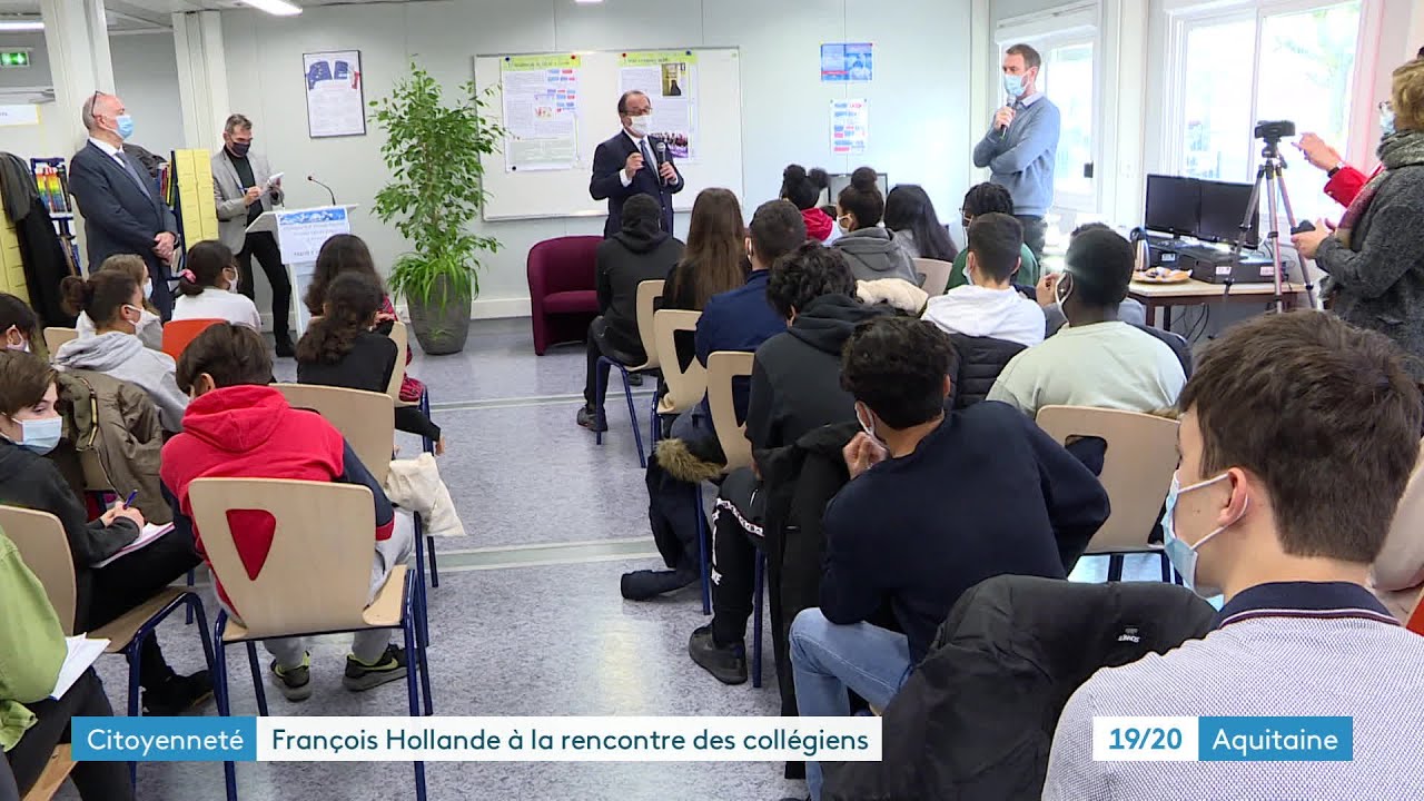 François Hollande en ambassadeur de la République auprès des collégiens de Gironde