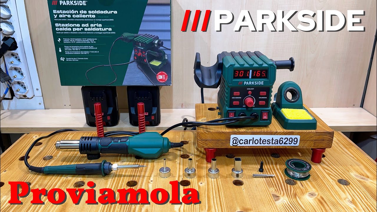 Parkside stazione ad aria calda per saldatura unboxing recensione e test saldatore a stagno Lidl