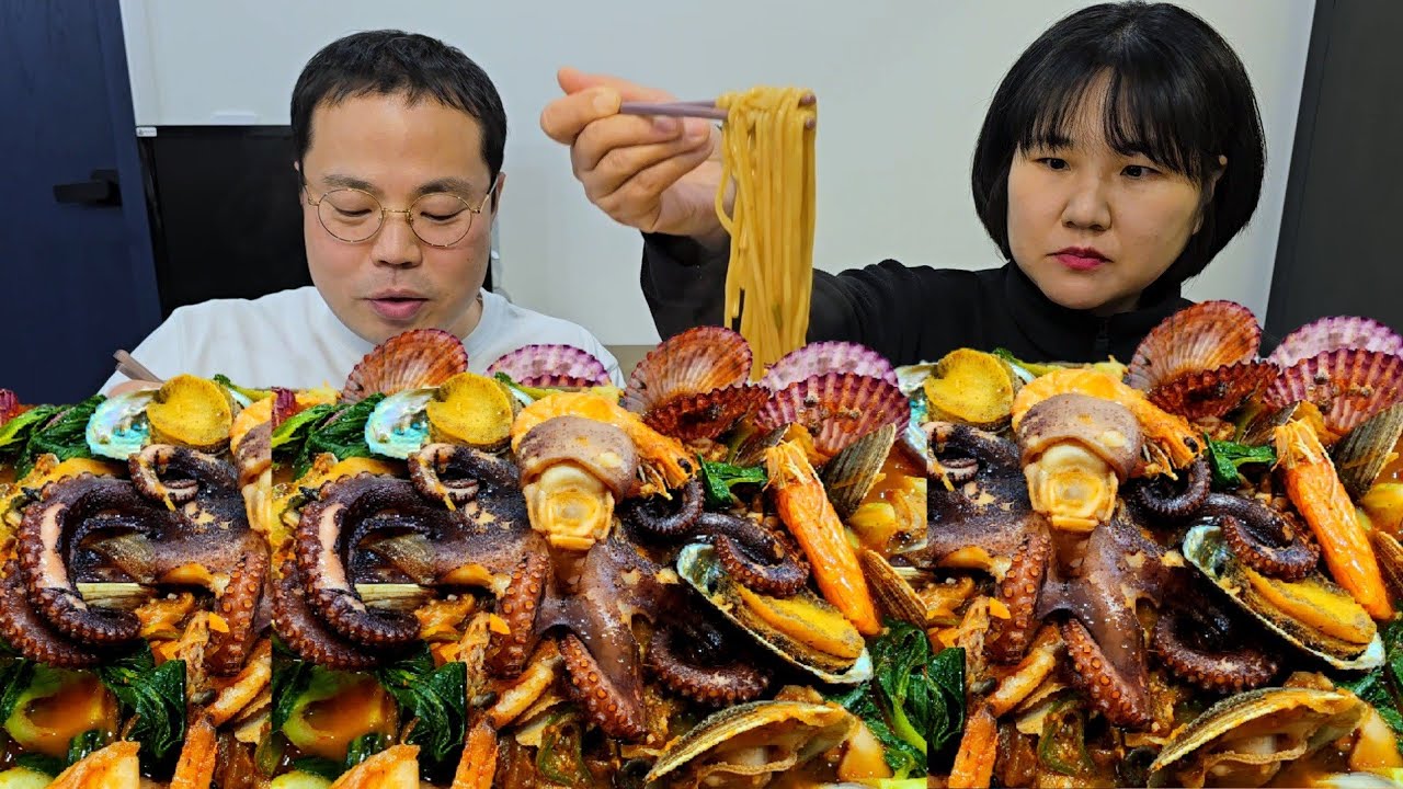 Как приготовить корейский острый суп с лапшой и морепродуктамиㅣCooking&Mukbang