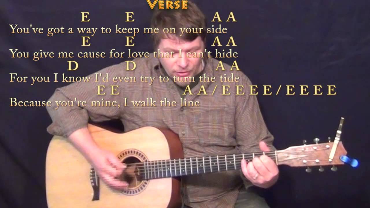 I Walk the Line (Johnny Cash) Strum Guitar Cover Lesson with Lyrics/Chords