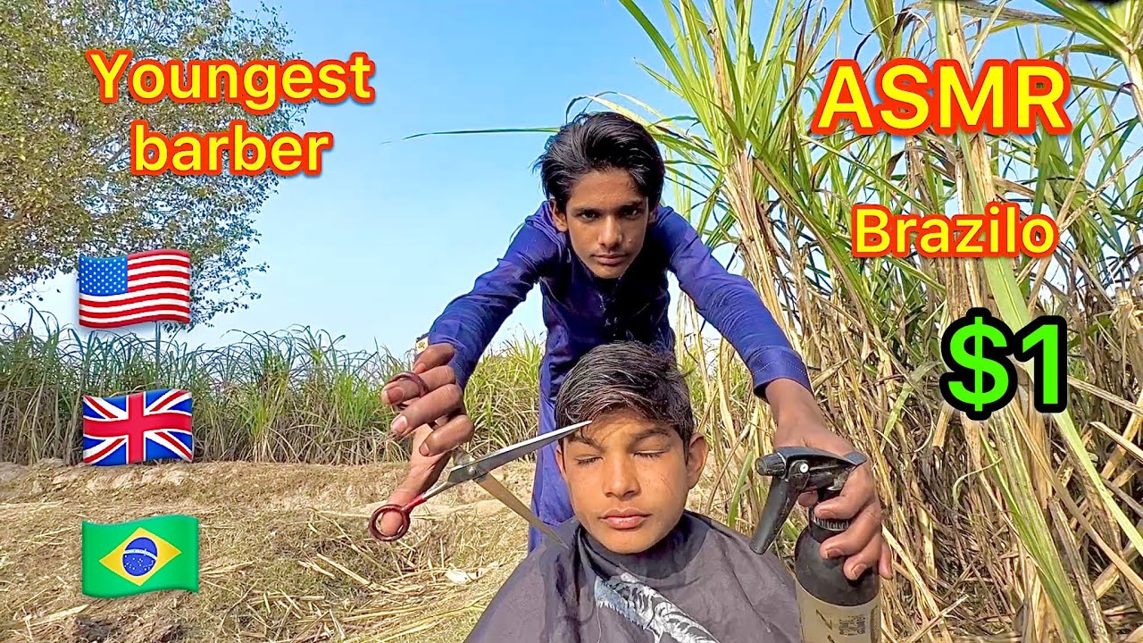 ASMR youngest barber 💈 in the world | ASMR fast and aggressive haircut $1