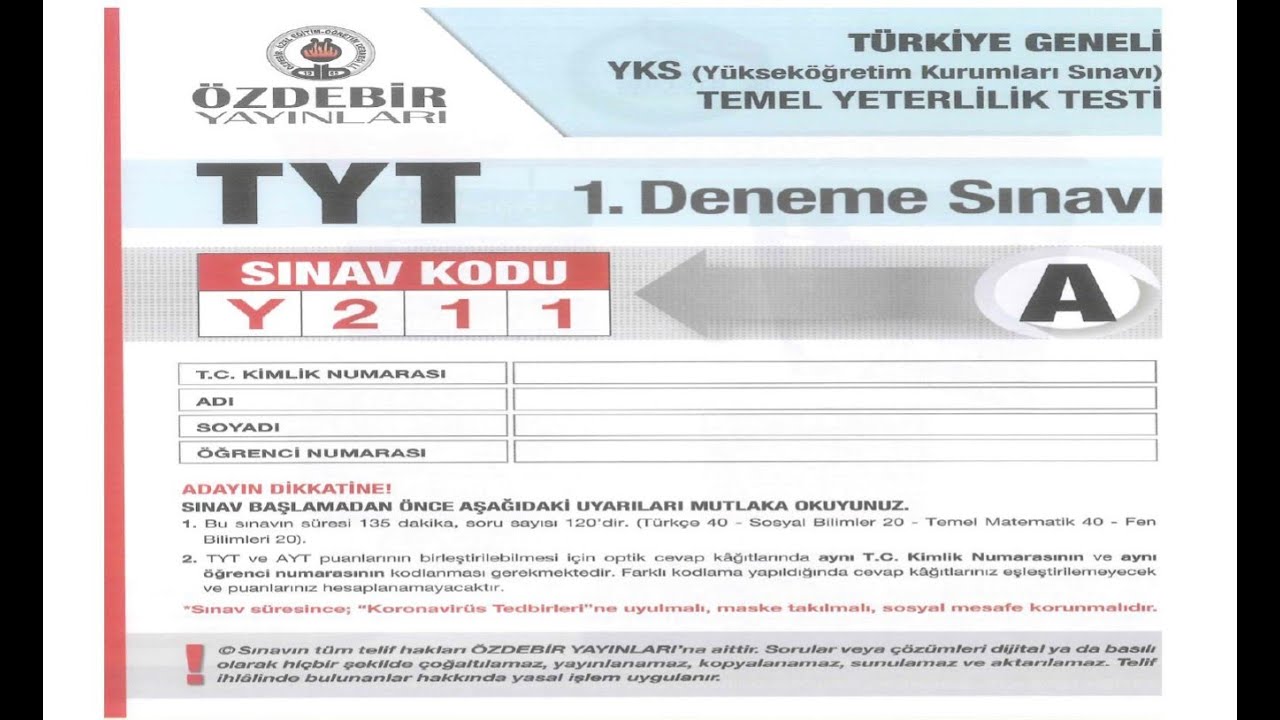 Özdebir Türkiye Geneli Tyt-1(Y211) Geometri Çözümü