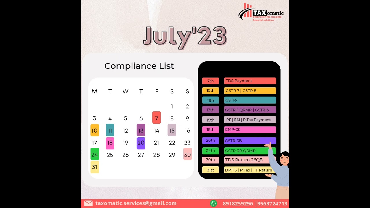 Compliance calendar for July'23 | Taxomatic | Stay updated