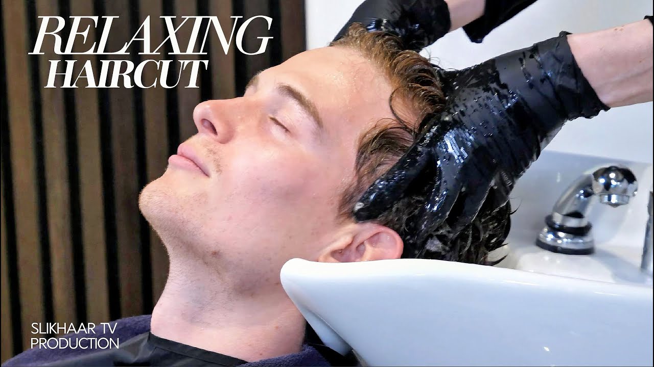 Relaxing Men's Haircut ASMR: Shampoo, Scissor, Clipper, Blow-Dry & Styling 💆‍♂️💈