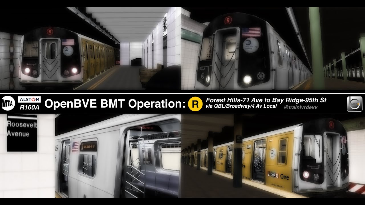 OpenBVE BMT Operation | R160A Half-Zoho Wrap (R) | Forest Hills-71 Av to Bay Ridge-95 St!