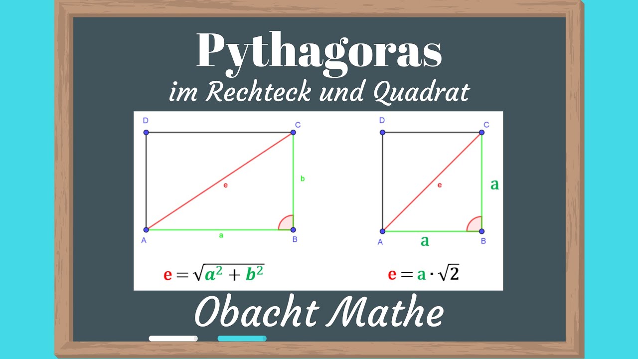 Pythagoras im Rechteck und Quadrat | ganz einfach & schnell erklärt | ObachtMathe