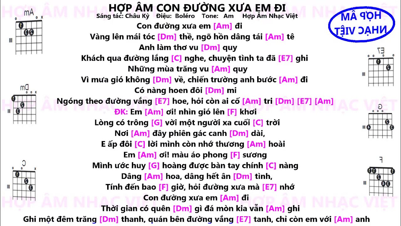 Hợp Âm Con Đường Xưa Em Đi (Am) La Thứ