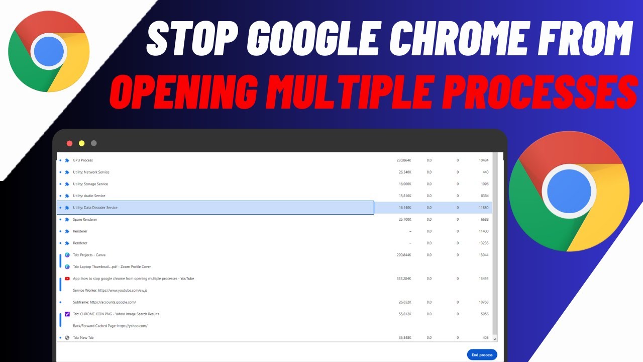 Как остановить запуск множества процессов в Google Chrome