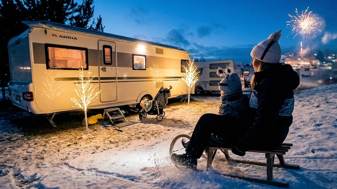 Silvester im Wohnwagen 🎆 Wintercamping‑Abenteuer auf dem Campingplatz – Camping bei Schnee!
