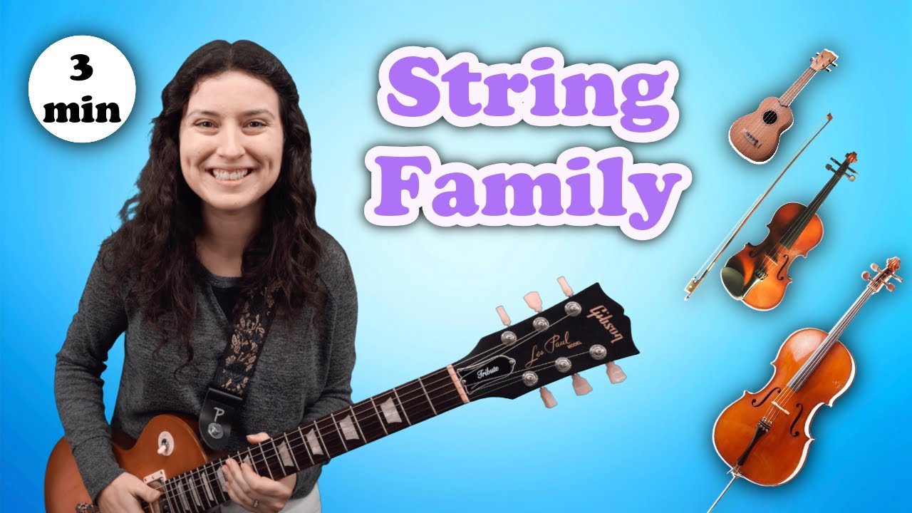 K-1 Elementary Music Lesson | String Family | Electric Guitar, Ukulele, Violin, Cello