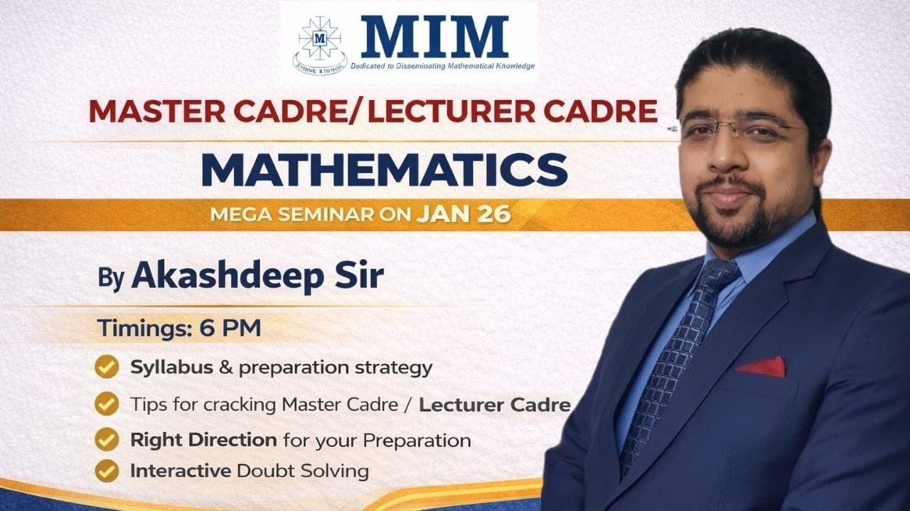 Mathematics for Master Cadre & Lecturer Cadre | One Seminar That Matters