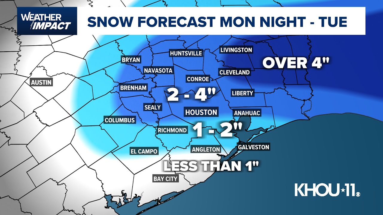 Houston snow forecast: How much will we see and where in Southeast Texas