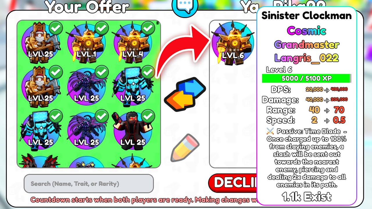 😱Trade INVENTORY *For* GRANDMASTER SIGN SINISTER CLOCKMAN in SKIBIDI TOWER DEFENSE