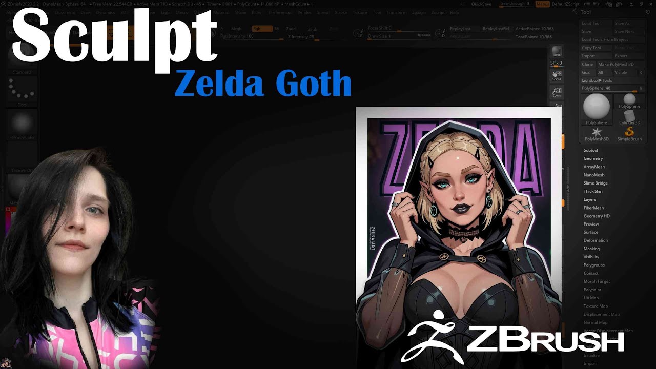 Работаем дальше над Зельдой | Zelda Goth #11 (Zbrush)