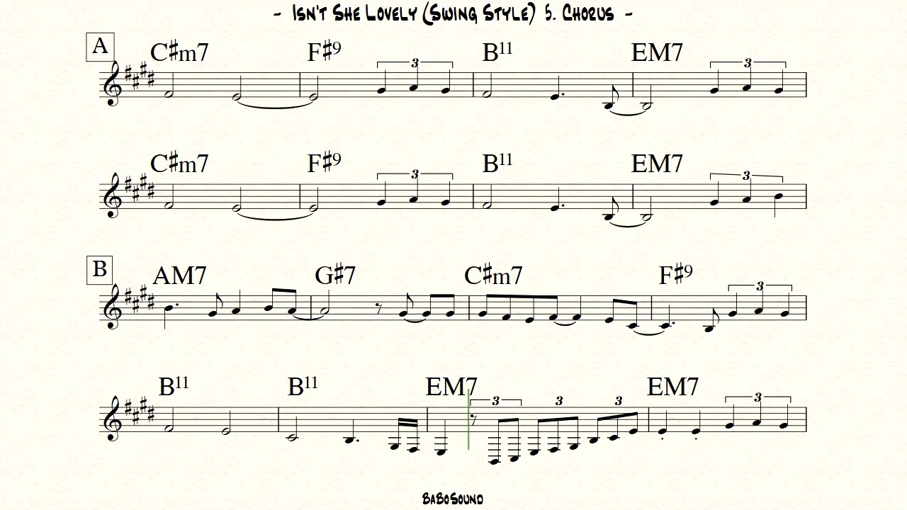 Isn't She Lovely Backing Track Swing Style (BPM 120)