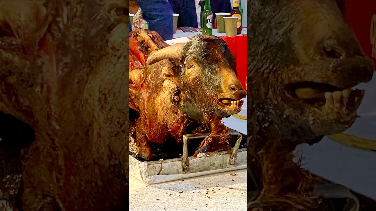 Full Goat Barbeque. Whole goat roast and served in the weeding. It was amazing 😍