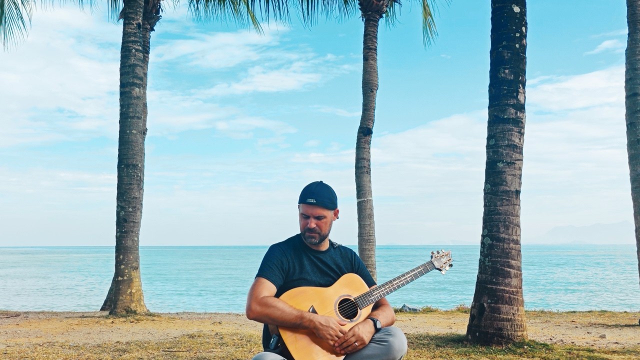 Sit With Me Under the Palms Ocean Guitar Meditation While Your Busy Mind Softens