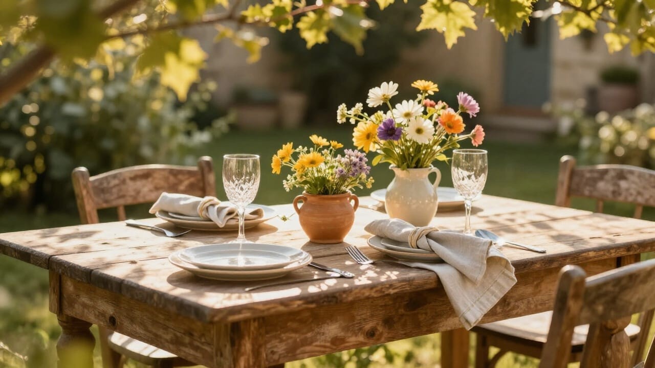 Sunny Morning at a French Countryside Table | Calm Slow Living Ambience