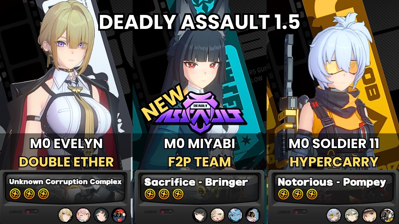 NEW Deadly Assault ZZZ | Evelyn x Miyabi F2P Team x Soldier 11 Lucy | 9-Star | Zenless Zone Zero 1.5