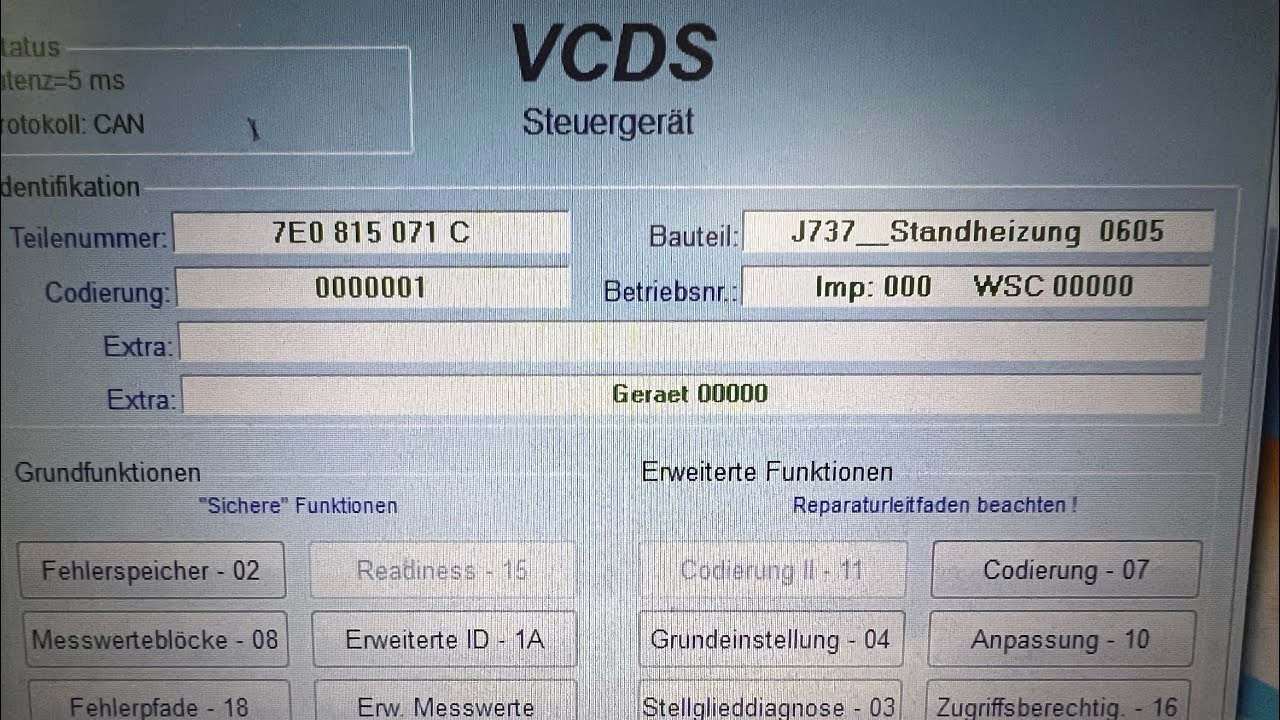 Neues Steuergerät codieren mit VCDS