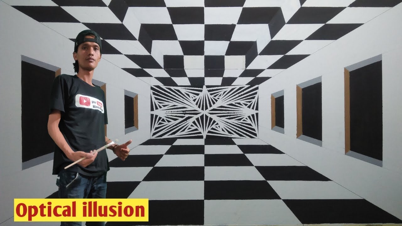 OPTICAL ILLUSION 3D WALL PAINTING | MURAL DINDING 3D | 3D WALL DECORATION EFFECT