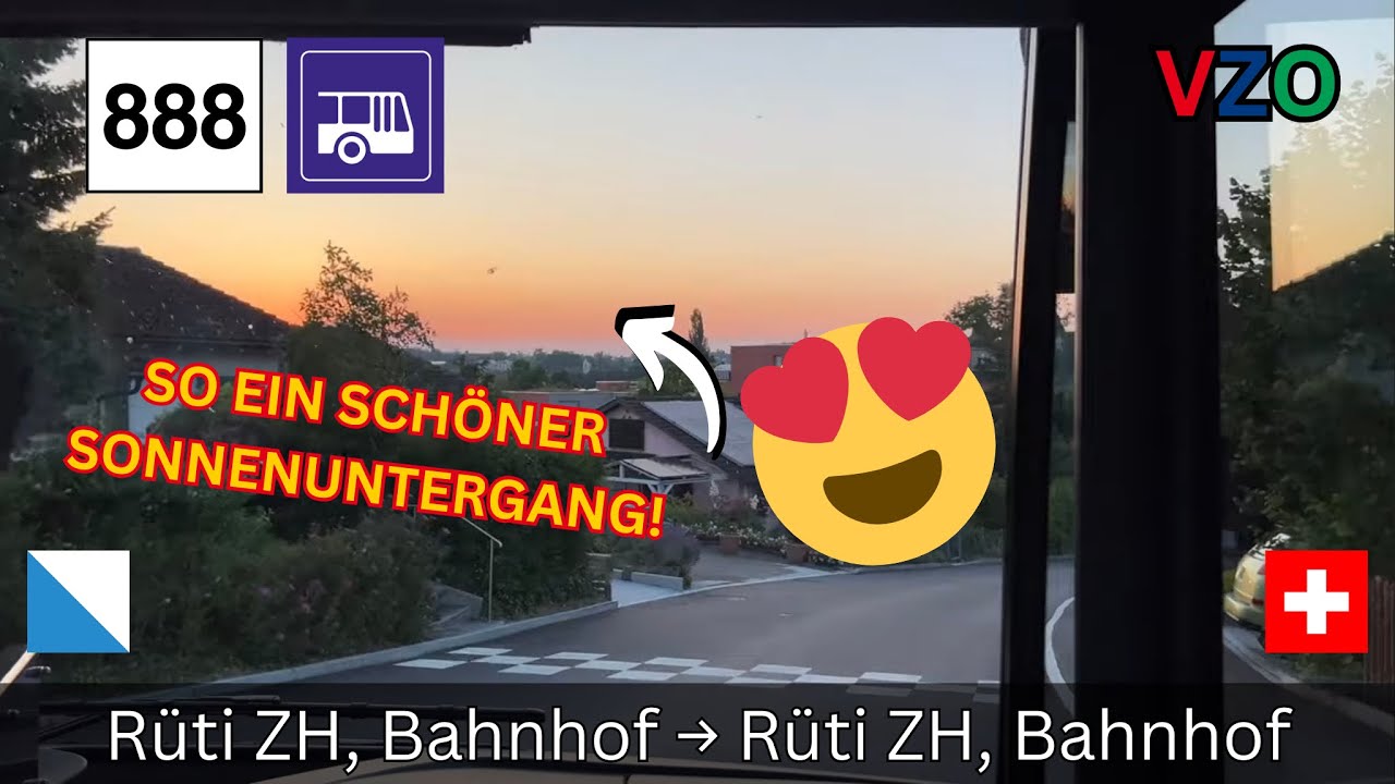 Traumhafter Sonnenuntergang über Rüti ZH!🌆VZO Buslinie 888 [4K]