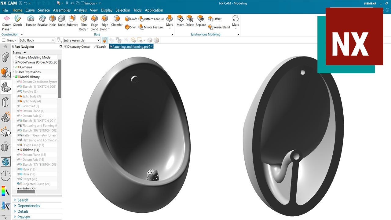 Urinal Industrial Design in Siemens NX 2312 - Basic Walkthrough Strategy Guide w/Surfacing