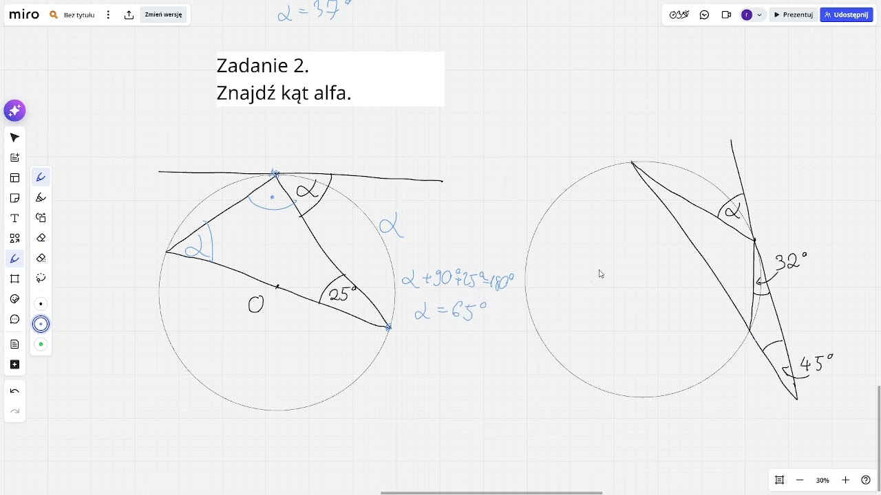 Kąty w okręgu zadania - matura rozszerzona matematyka
