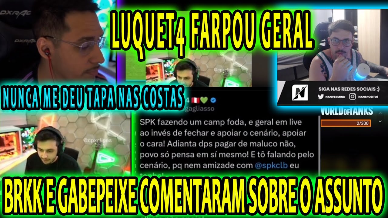 EITA😱 NAN DA GROTA REAGIU A RESPOSTA DO BRKK E GABEPEIXE PARA O LUQUET4 SOBRE O CAMPEONATO DO SPK