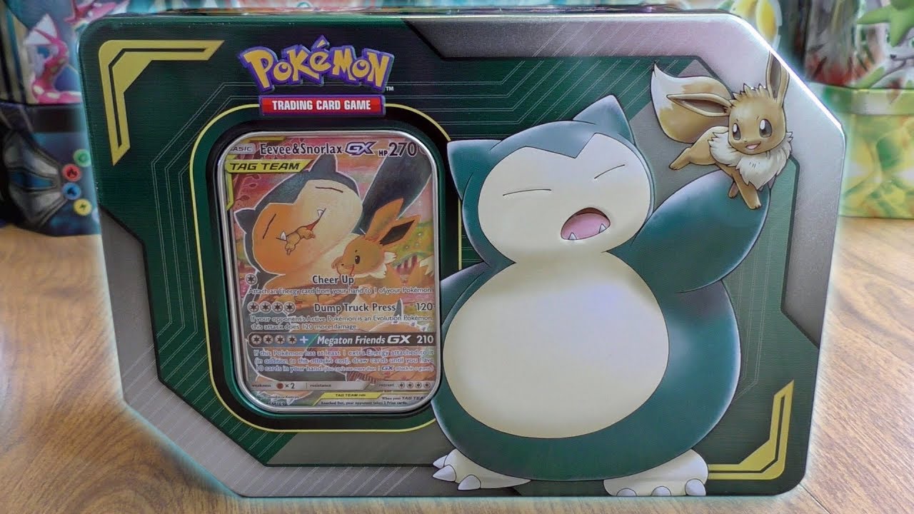 Eevee & Snorlax GX Tag Team Tin Opening