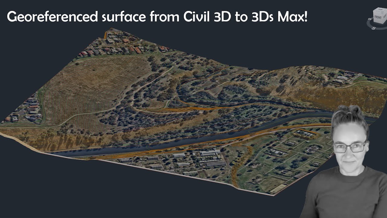 Civil3D Surface to 3Ds Max with georeferenced drape image