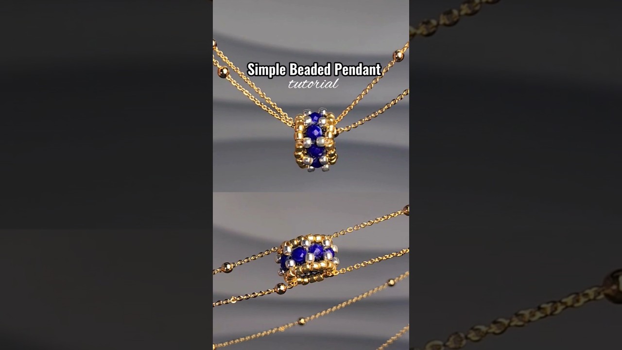 simple beaded pendant #beadedjewelry #tutorial #preppy #diy #shorts