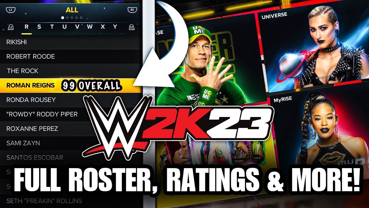 WWE 2K23 FULL GAME ROSTERS, RATINGS, STABLES, CHAMPIONSHIP TITLES & MENU SCREENS