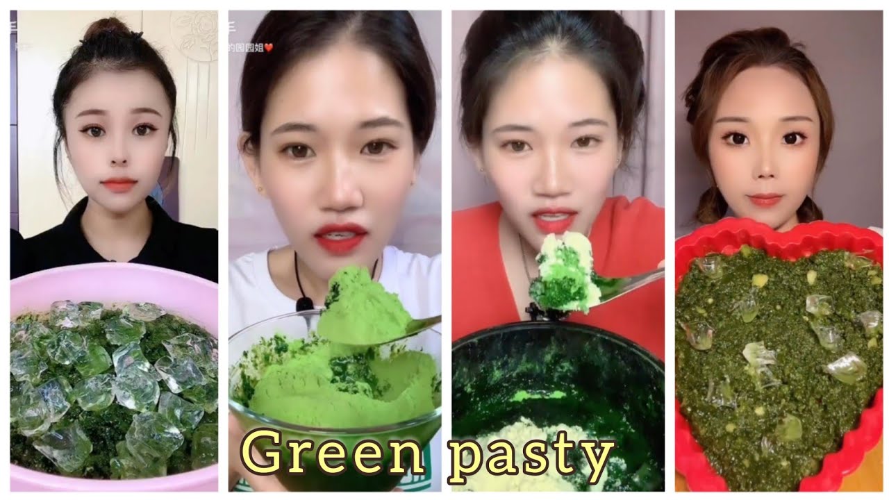 ASMR:Heavy Matcha Powder Ice|Green paste ice| Soft Ice|crushed 🥣 white Ice eating| V-Good Crunchy