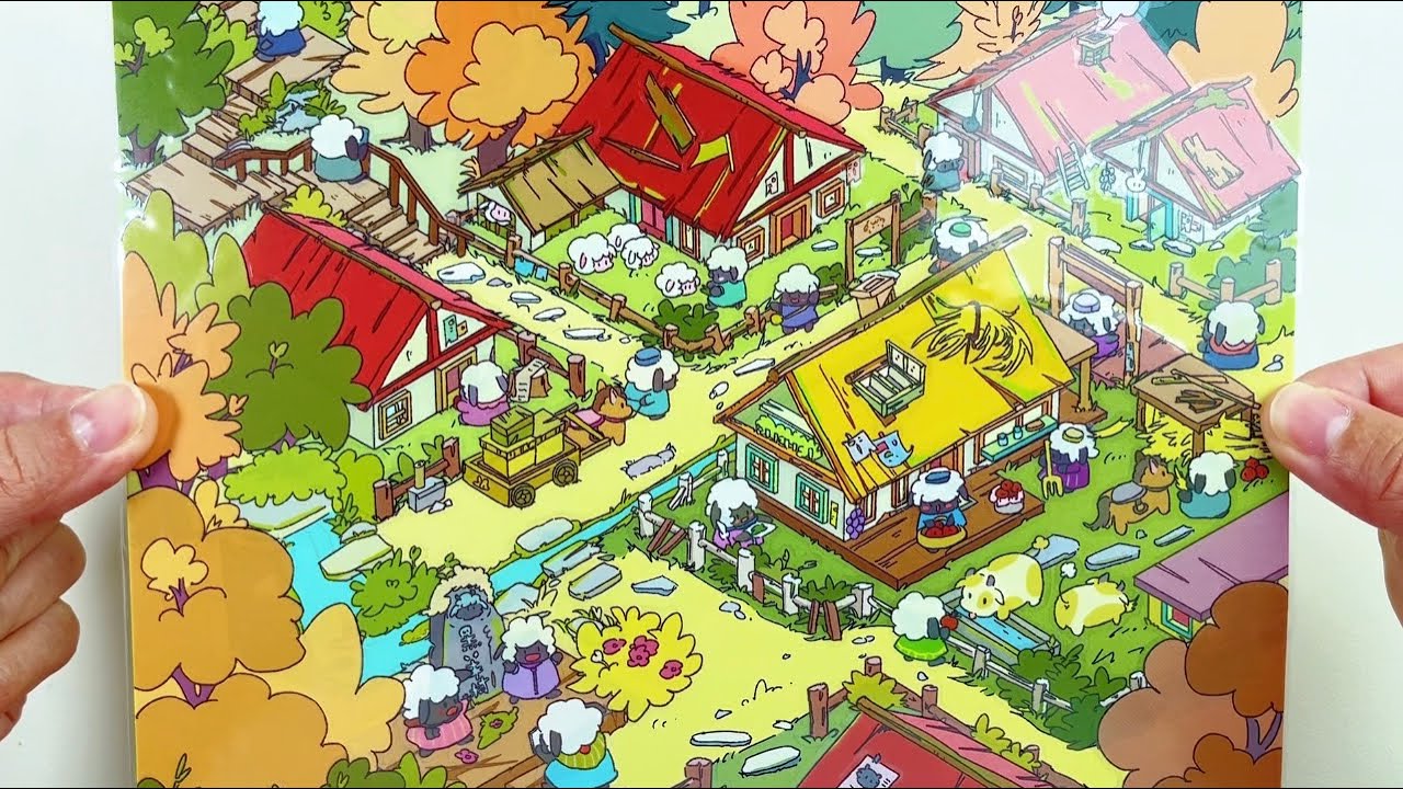 [ASMR]DIY an autumn black goat village with stickers~