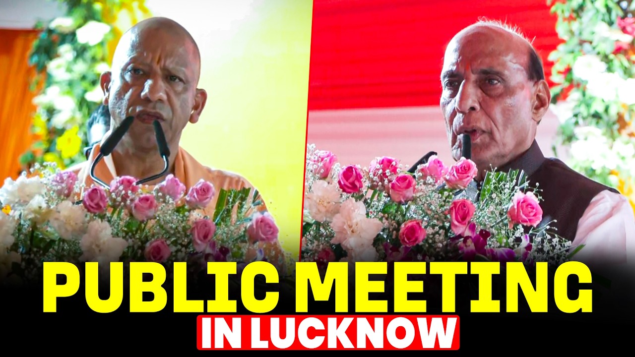 WATCH: Defence Minister Rajnath Singh, CM Yogi address public meeting at Jhulelal Vatika, Lucknow