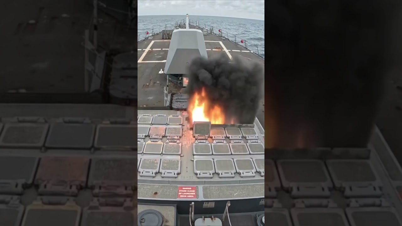 Arleigh Burke Class Guided Missile Destroyer USS Bulkeley (DDG-84) Fires a Ballistic Missile (SM-3)