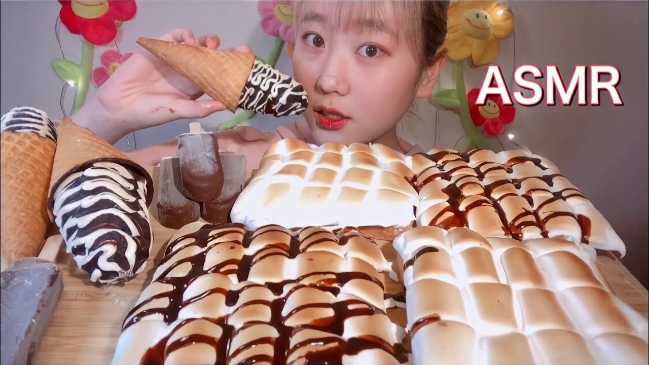ASMR スモアトースト チョコアイス S'more Toast Chocolate Ice Cream 스모어 토스트 초콜릿아이스크림【咀嚼音/大食い/Mukbang/Eating Sounds】