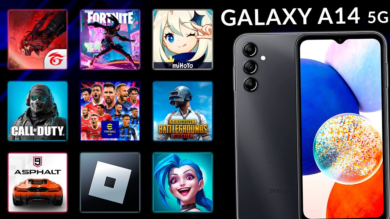 GALAXY A14 5G - Free Fire, Call of Duty, eFootball 2023, Genshin Impact, Roblox, Wild Rift, PUBG e +