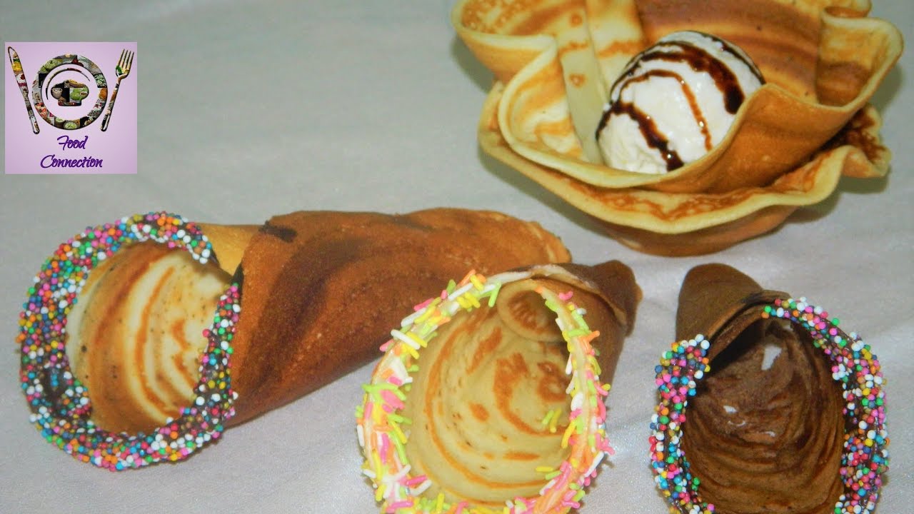 Eggless Ice Cream Waffle Cone | Cone Without waffle machine  - By Food Connection