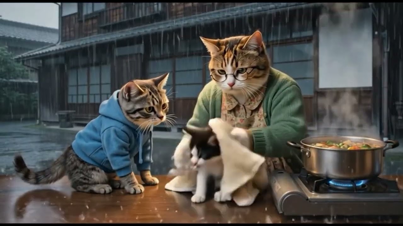 When the Storm Hit, Grandma Cat and Her Babies Saved a Life No One Noticed