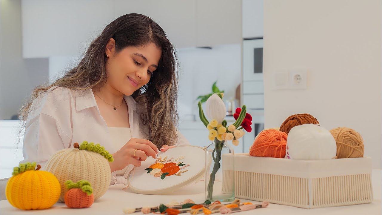 Trying Aesthetic Fall Hobbies That Actually Relaxed Me | Knitting, Embroidery & More