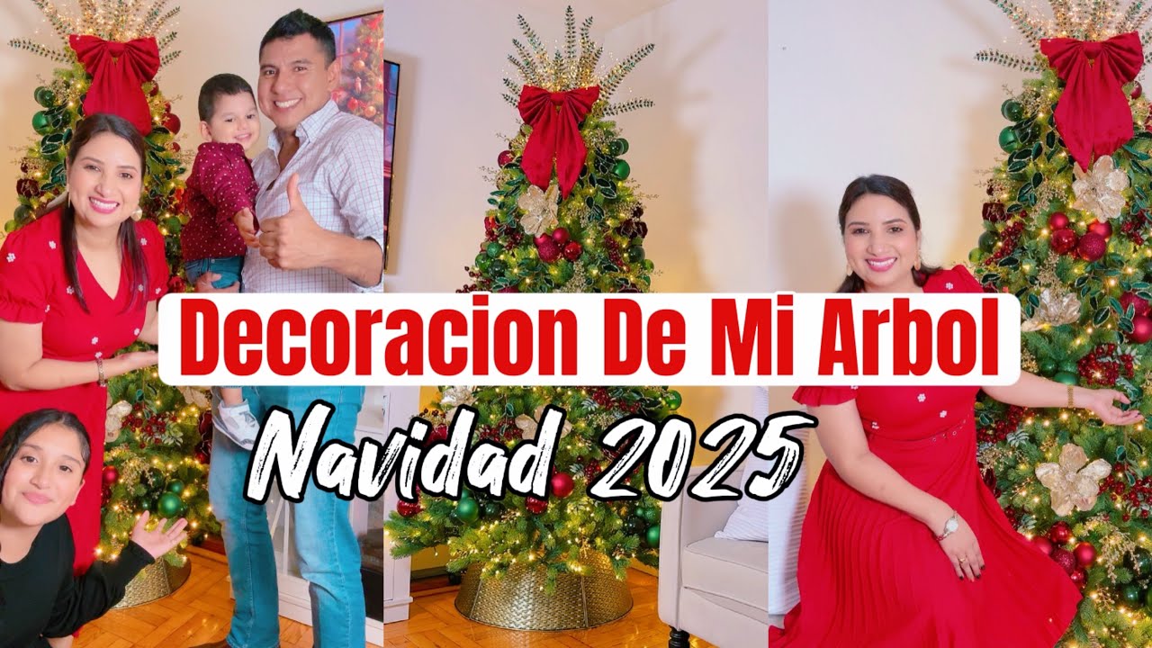 COMO DECORAR EL ARBOL DE NAVIDAD/MI ARBOL DE NAVIDAD 2025/DECORACION DE ARBOL VERDE Y ROJO