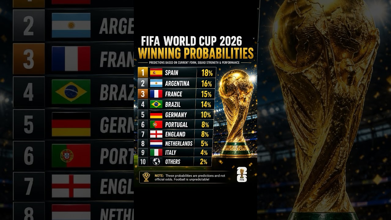 FIFA World Cup 2026 Winning Probabilities 🏆🌍 Who Wins It All?