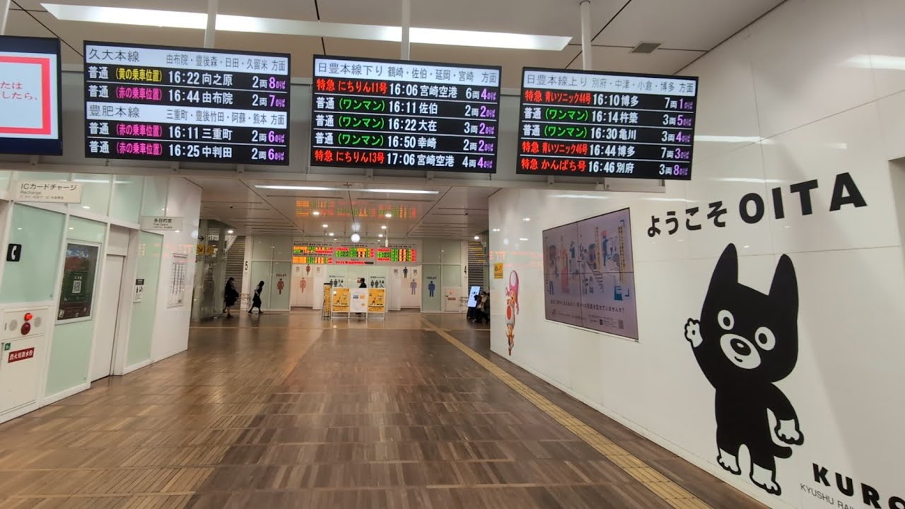【大分熊本旅】JR大分駅ホームで特急列車シーガイア宮崎空港行き、特急ソニック、普通列車を見学しました🚃💨